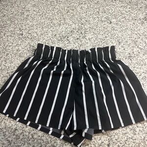 SHEIN Black and White Striped High Waist Shorts
